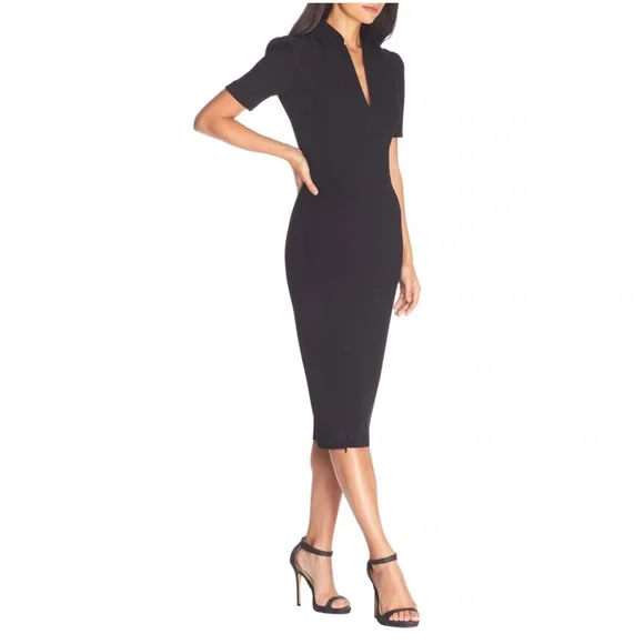 Dress the population Gloria front zip sheet dress - Picture 2 of 6